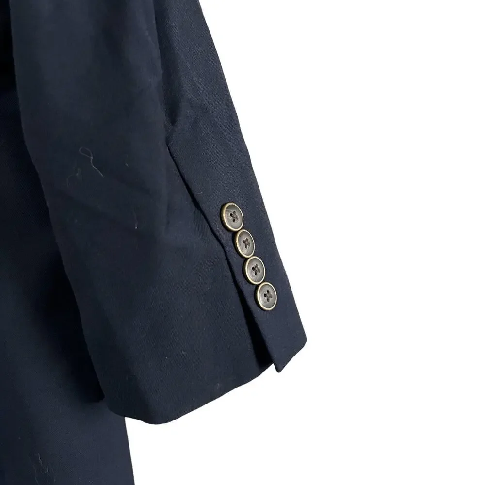 Joseph & Feiss Gold Navy Solid Single Breasted 2 Button Sport Coat Blazer 40 R